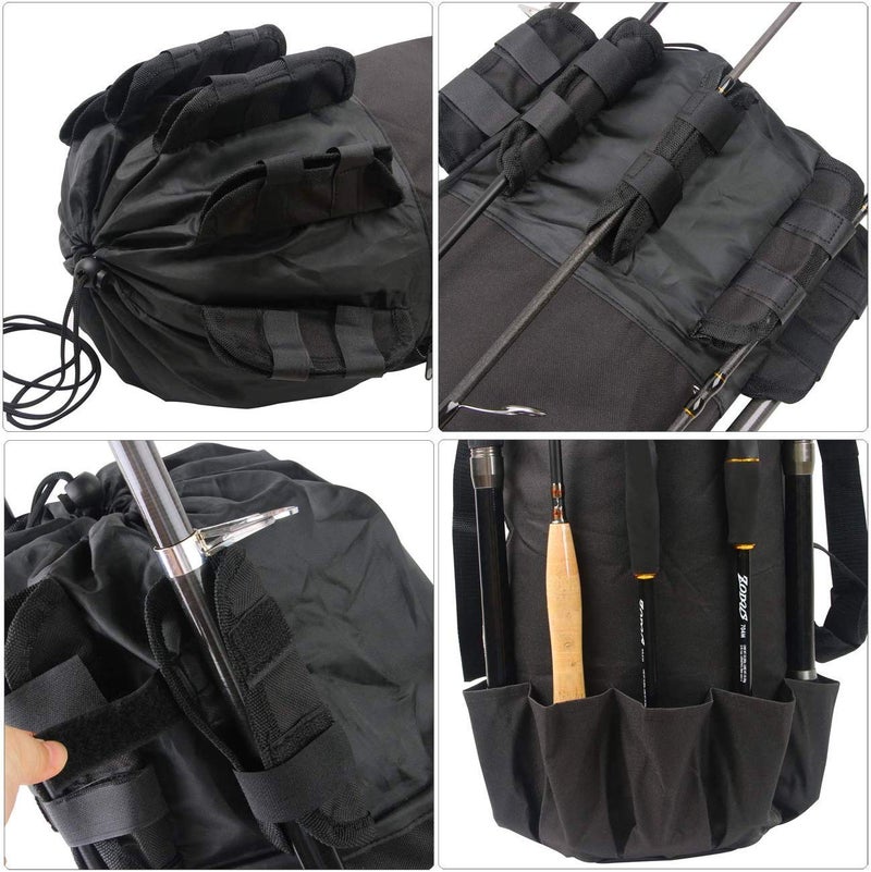 SILANON Fishing Rod Bag Pole Holder, Portable Fishing Rod Case Carrier Canvas Pole Storage Bag Travel Carry Case Waterproof Fishing Tackle Gear Organizer - Image 5
